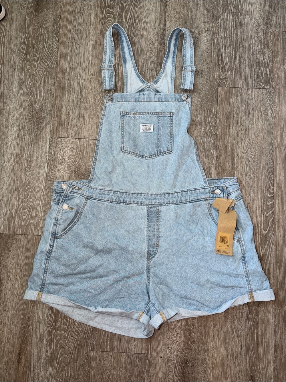 New Levi Light Blue Denim Overall Shorts - Women's Casual Denim Jean